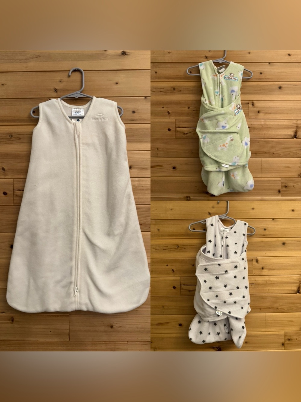 Halo Newborn/Small Fleece Sleepsack Swaddle Bundle Stars Giraffe Gender Neutral